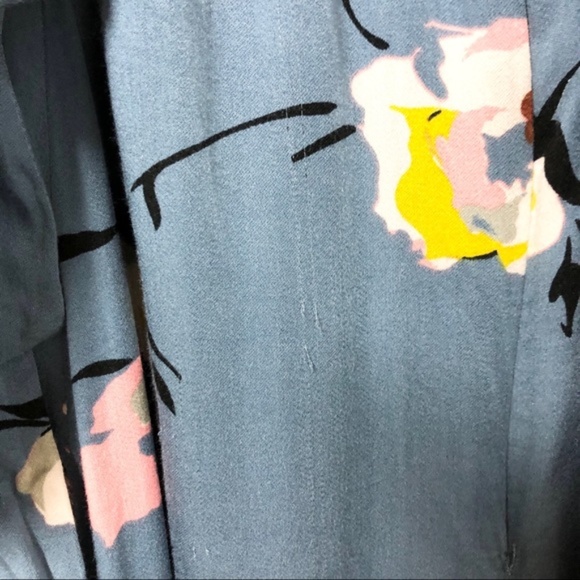 Urban Outfitters Floral Print Straight-Neck Tie-Back Blue Midi Dress Size XS - Picture 7 of 8